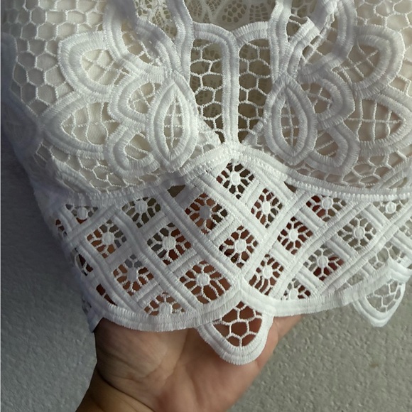Bohemian White Lace Bralette Cropped Top M - Picture 6 of 10
